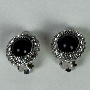 Elegant Silver and Black Clip-On Earrings